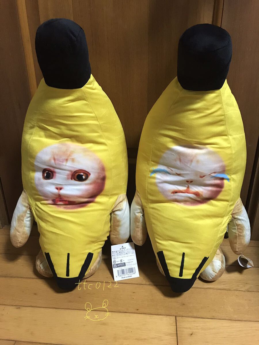 未使用 猫ミーム 抱き枕 【メガバナナにゃんこ 全2種セット H約60cm】拍卖