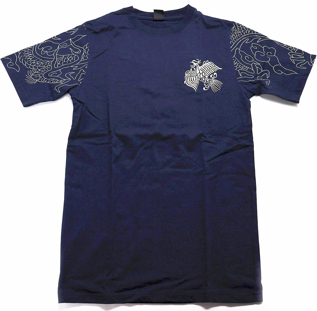 CROPPED HEADS (クロップドヘッズ) CREW NECK TEE - DRAGON - / クルーネックTシャツ 龍 & 鳳凰 美品 ネイビー size M / ドラゴン拍卖