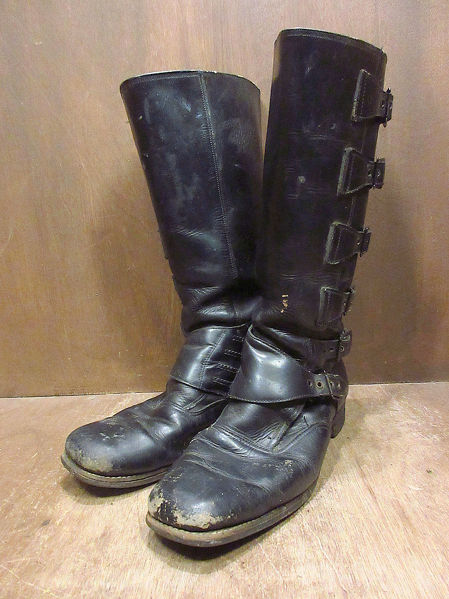 ビンテージ60’s70’s●BOTA HAAS 6バックルブーツ黒size 8 1/2●240822j8-m-bt-265cm古着1960s1970s革拍卖