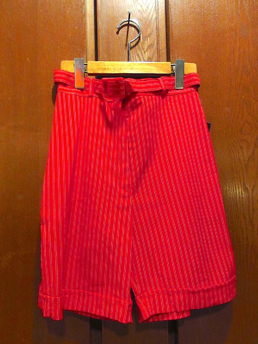 ビンテージ80's●DEADSTOCK MARISSAレディースベルト付きストライプショーツsize 9/10●240823m3-w-sht-w26ハーフパンツ古着拍卖