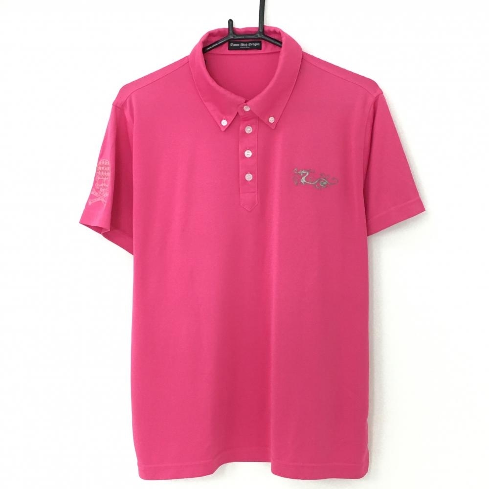 ダンスウィズドラゴン 半袖ポロシャツ ピンク ボタンダウン メンズ 3(L) ゴルフウェア Dance With Dragon拍卖