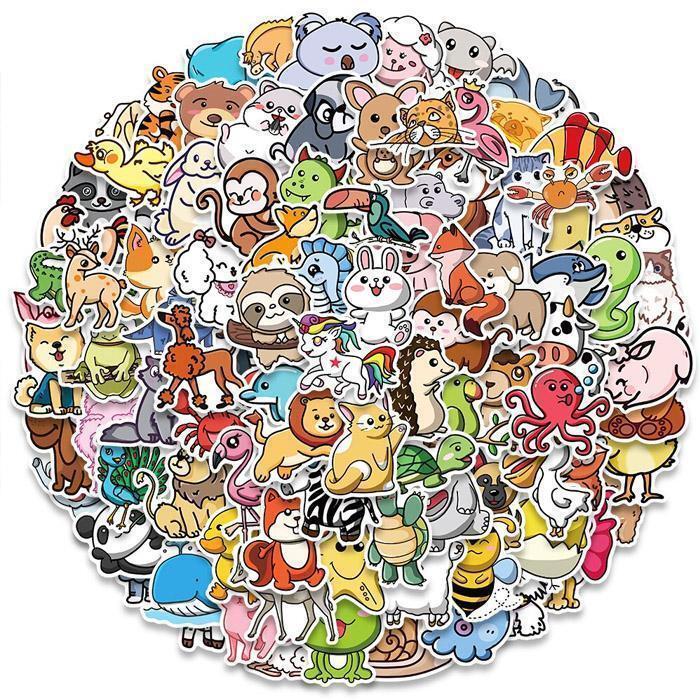 100枚 ステッカー かわいい 動物 アニマル イラスト 防水 シール 1154拍卖