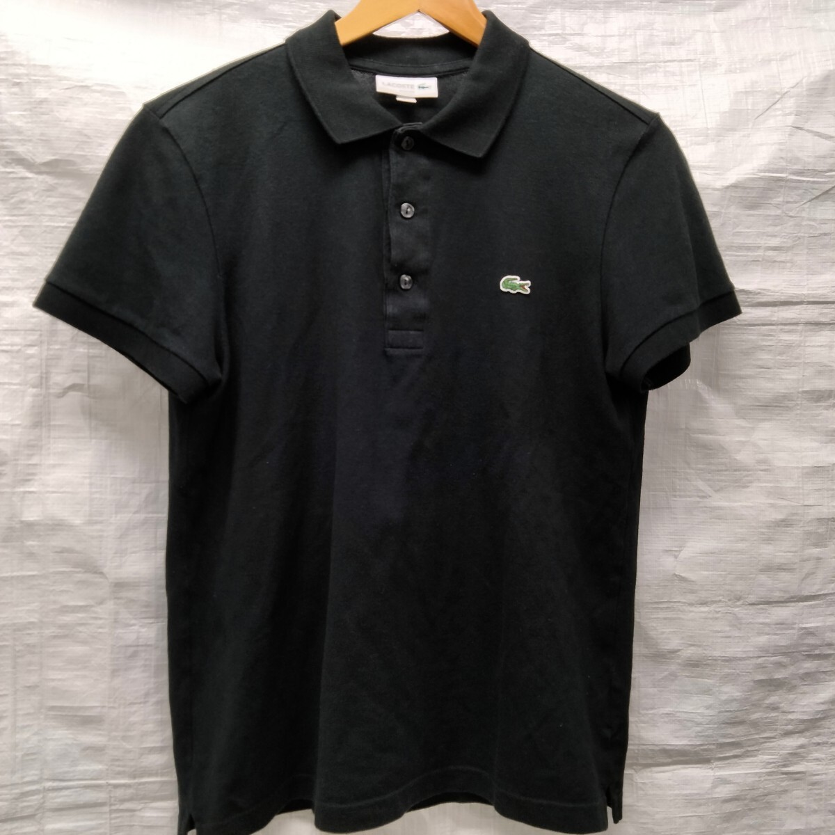 ラコステ LACOSTE 鹿の子 半袖 ポロシャツPH7937L BLACK ブラック 黒 スリムフィット slim 2 xs コットン ポリウレタン 3ボタン 拍卖
