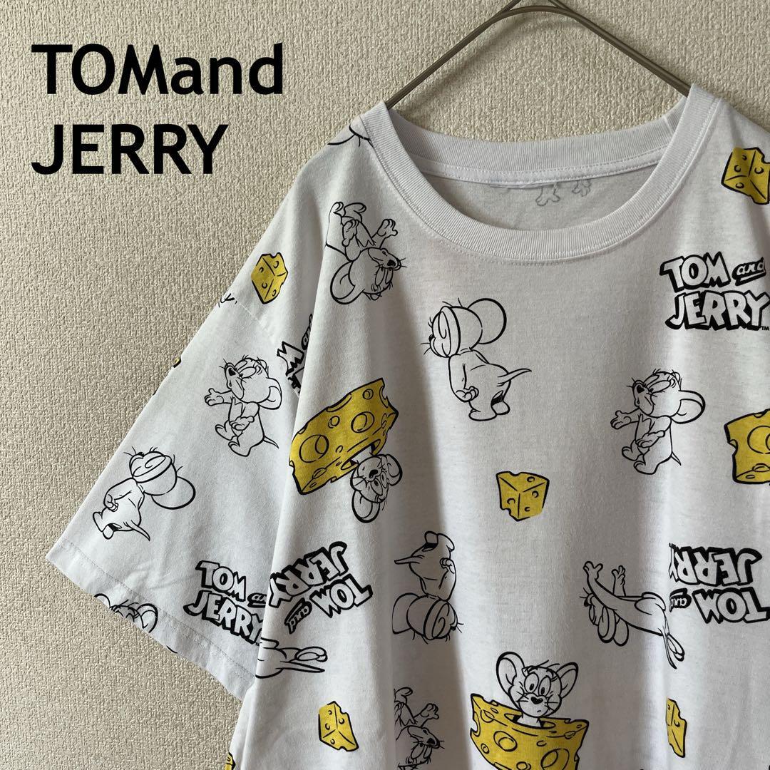Y1 トムとジェリー パターン柄tシャツ 半袖 3XLメンズ 白系拍卖