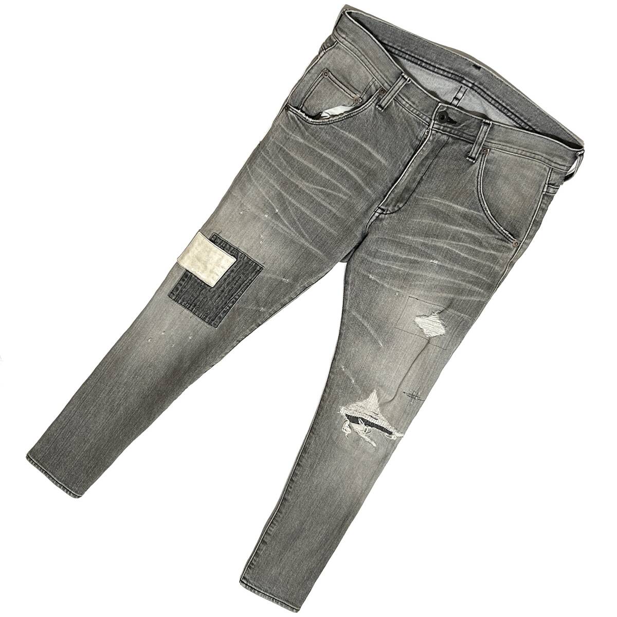 定価3.7万 wjk 12.5oz stretch miami denim pants Sサイズ ストレッチマイアミデニムパンツリペア akm ジュンハシモト拍卖
