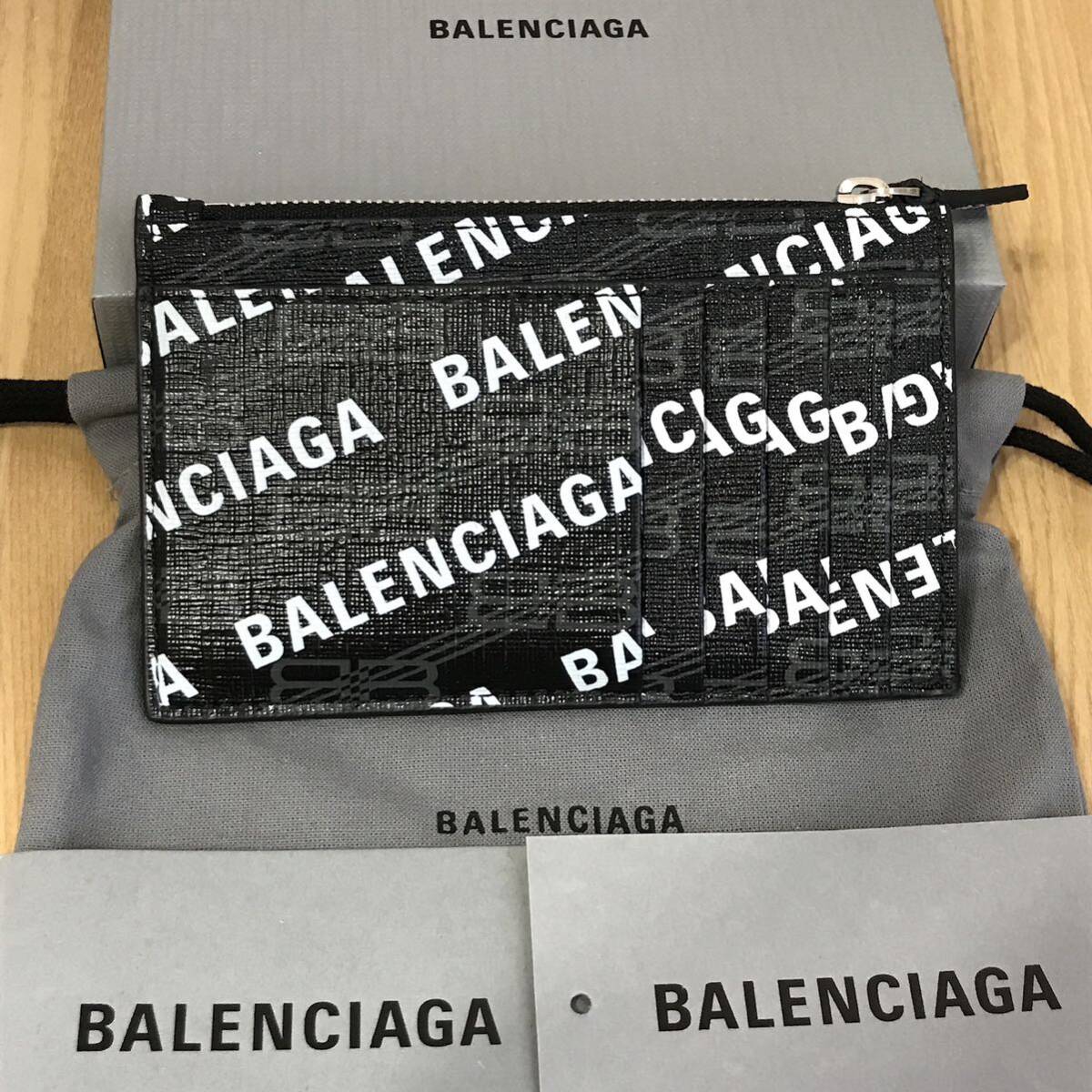 新品同様 極美品 BALENCIAGA バレンシアガ コインカードケース 財布 コインケース カードケース ロゴプリント 拍卖