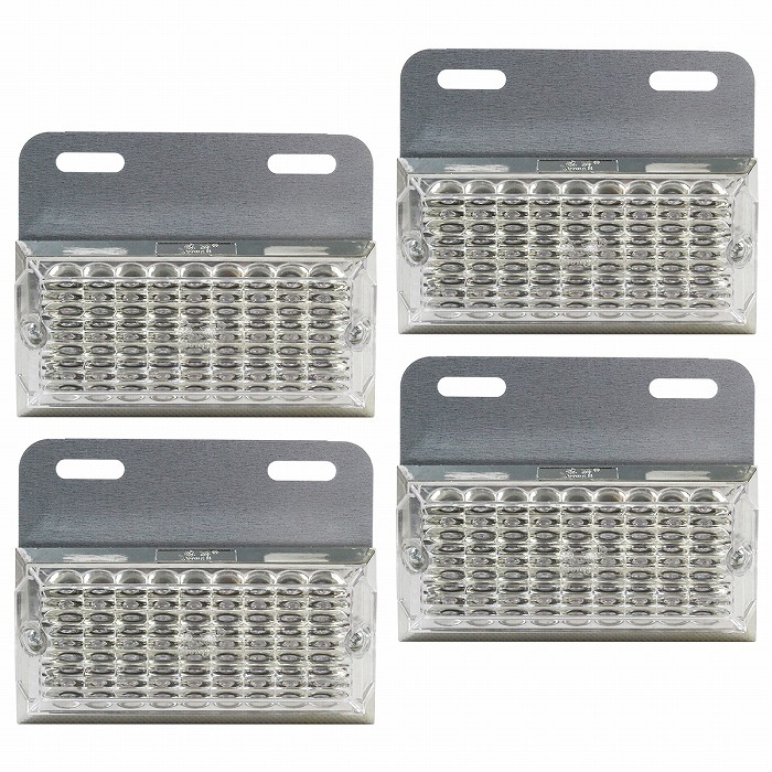 『4個 24V』『白/ホワイト』角型 27発 LED サイドマーカー ステー付き マーカー ランプ トラック トレーラー 車幅灯 路肩灯拍卖