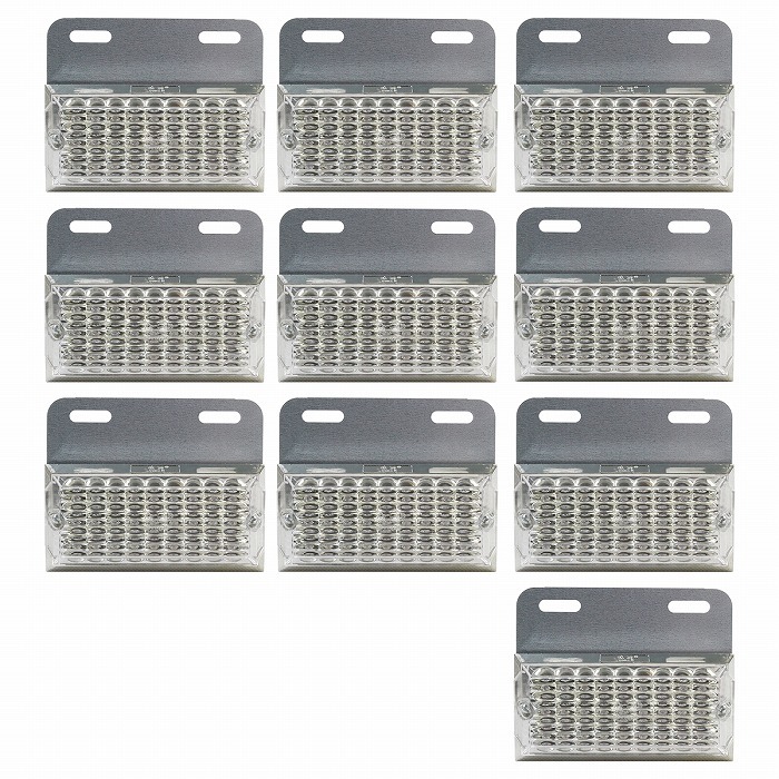 『10個 24V』『黄色/イエロー』角型 27発LED サイドマーカー ステー付き マーカー ランプ トラック トレーラー 車幅灯 路肩灯拍卖