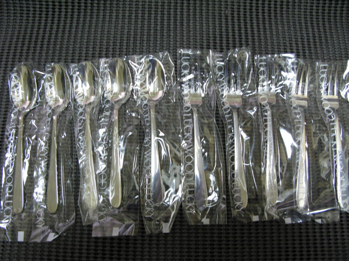 LUCKY WOOD/ラッキーウッド◆スプーン・フォーク 10本セット◆18‐12ステンレス◆未使用保管品拍卖