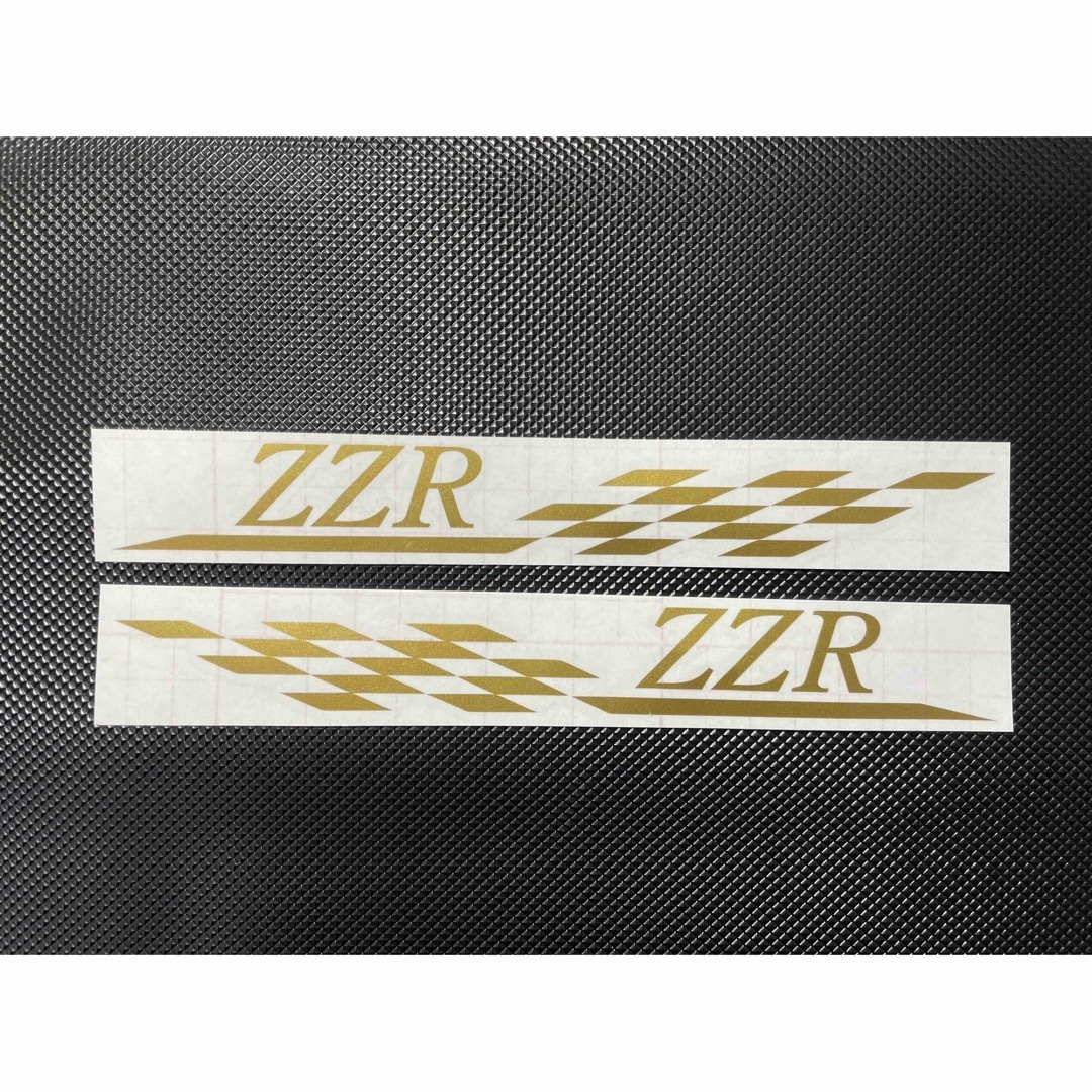 カワサキ ZZR チェッカーフラッグ レーシング ステッカー 左右セット カッティングステッカー 金色拍卖