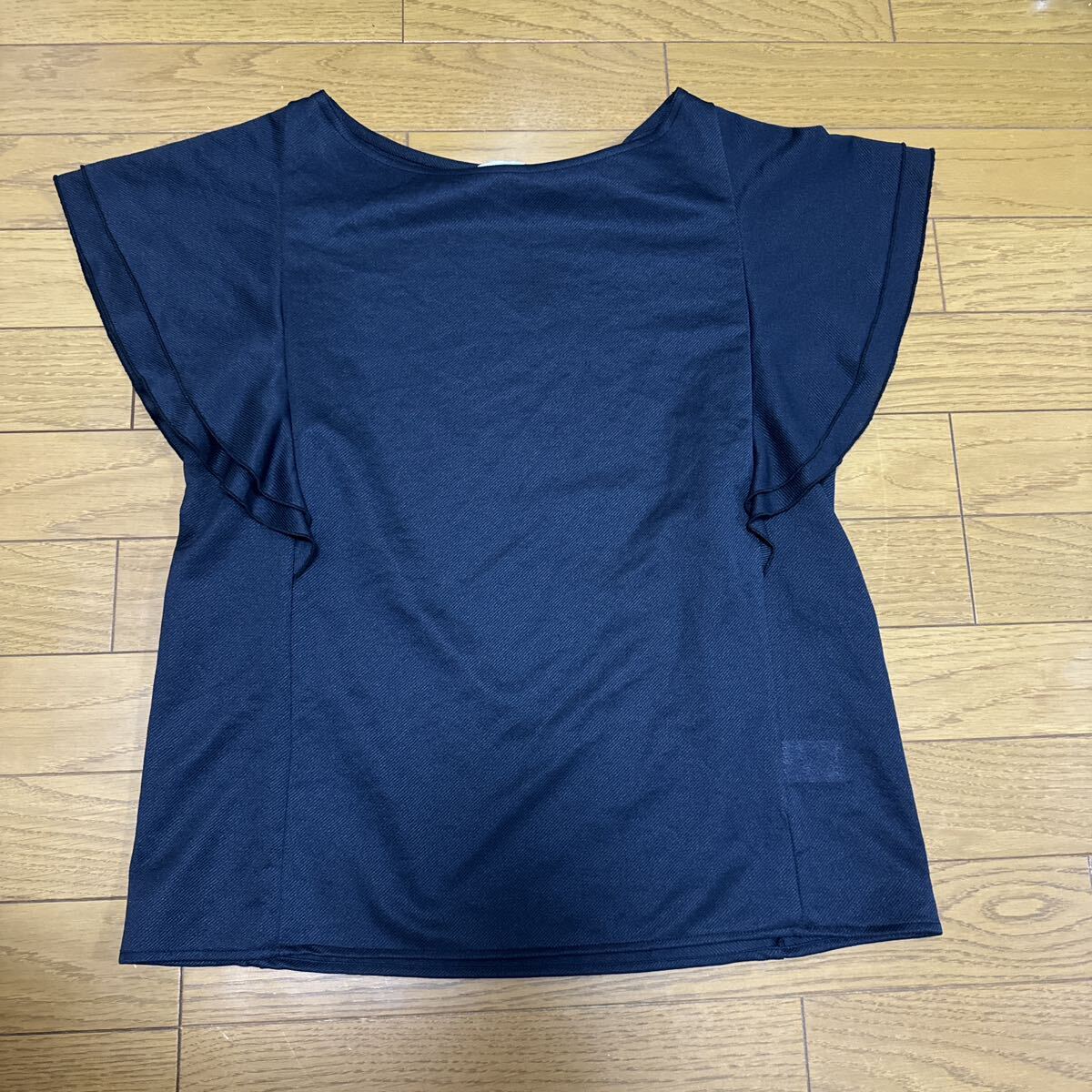 送料無料■green label relaxing UNITEDARROWS ユナイテッドアローズ ネイビー フリル袖 ブラウス カットソー拍卖