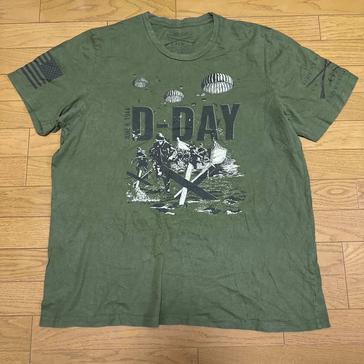 送料無料■GRUNT STYLE ダークグリーン カーキ アーミーグリーン 半袖 Tシャツ サイズ2XL USA古着拍卖