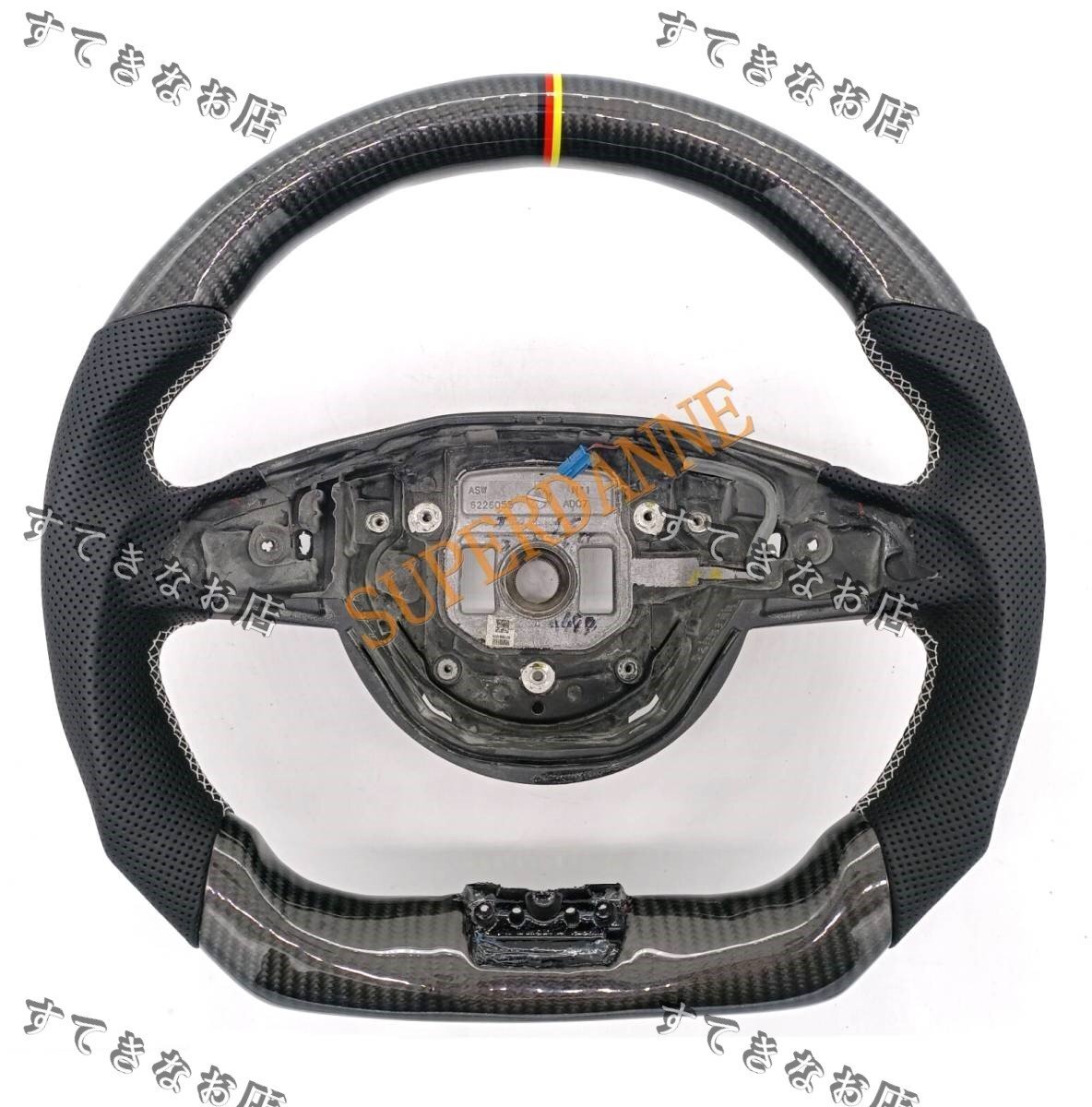 特売!ベンツ W292 W176 W204 W205 W213 GLC GLE450 C200 C300 C63 C450 E63 A45 A250 カーボン製・パンチングレザー ステアリング1個拍卖