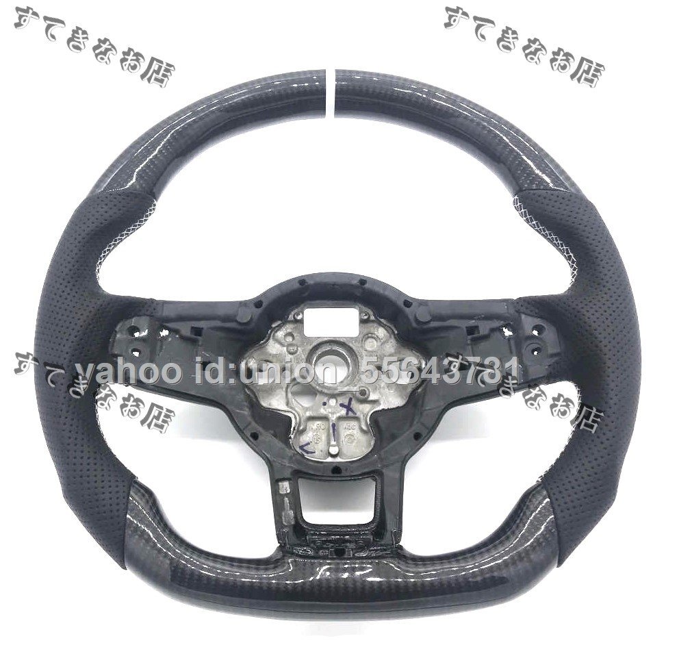 特売!VW フォルクスワーゲン ゴルフ7GTI ゴルフ7 R/R-LINE カーボン製 ステアリング 白センターライン拍卖