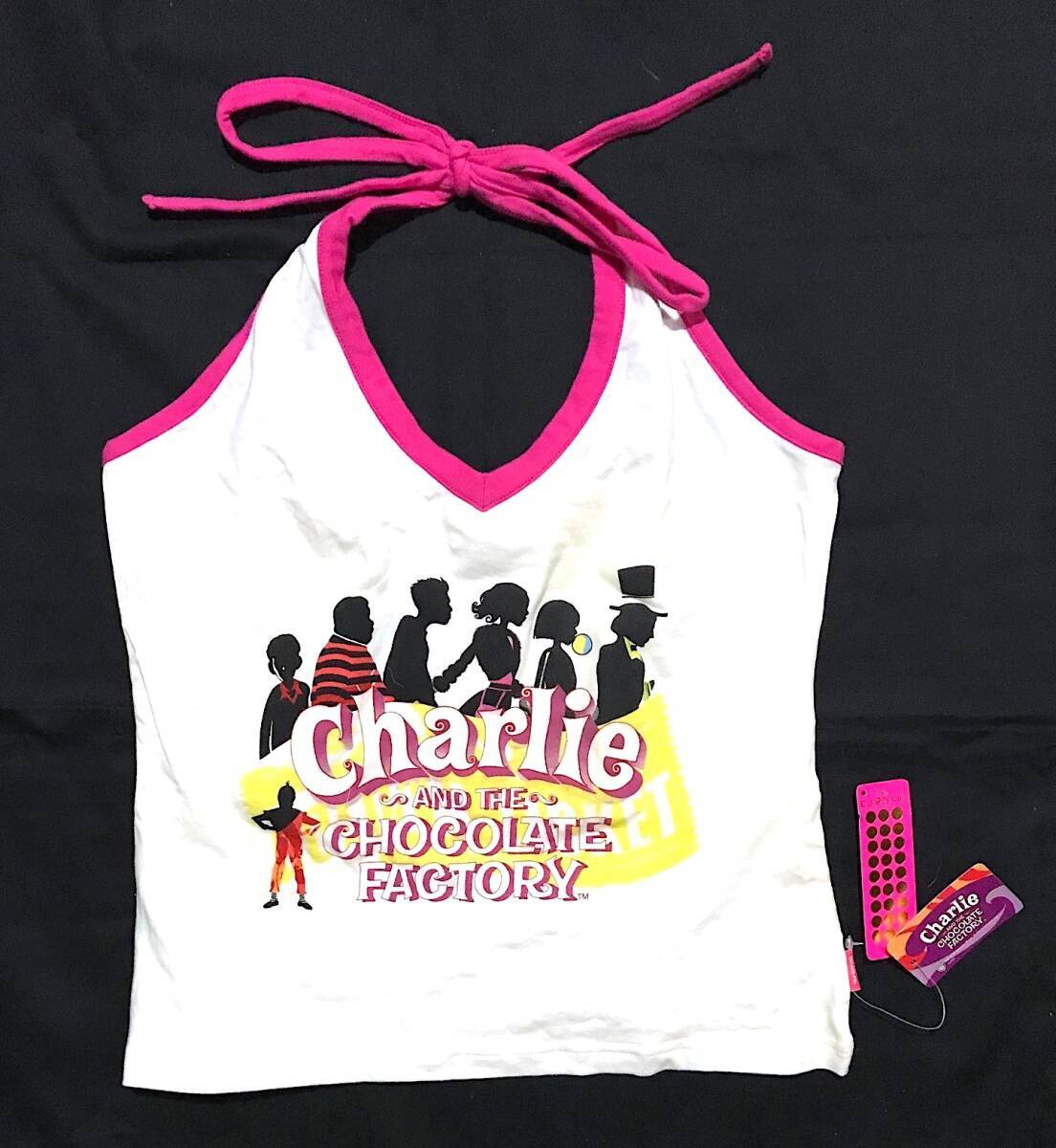 新品キャミソール【チャーリーとチョコレート工場】サイズM/mikera/ミケラ/ホルターネック/ホワイト/当時物拍卖
