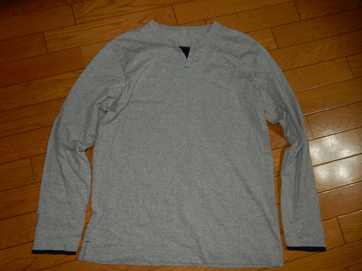 UNIQLO/ユニクロ♪コットン 長袖 Tシャツ★グレー/XL拍卖