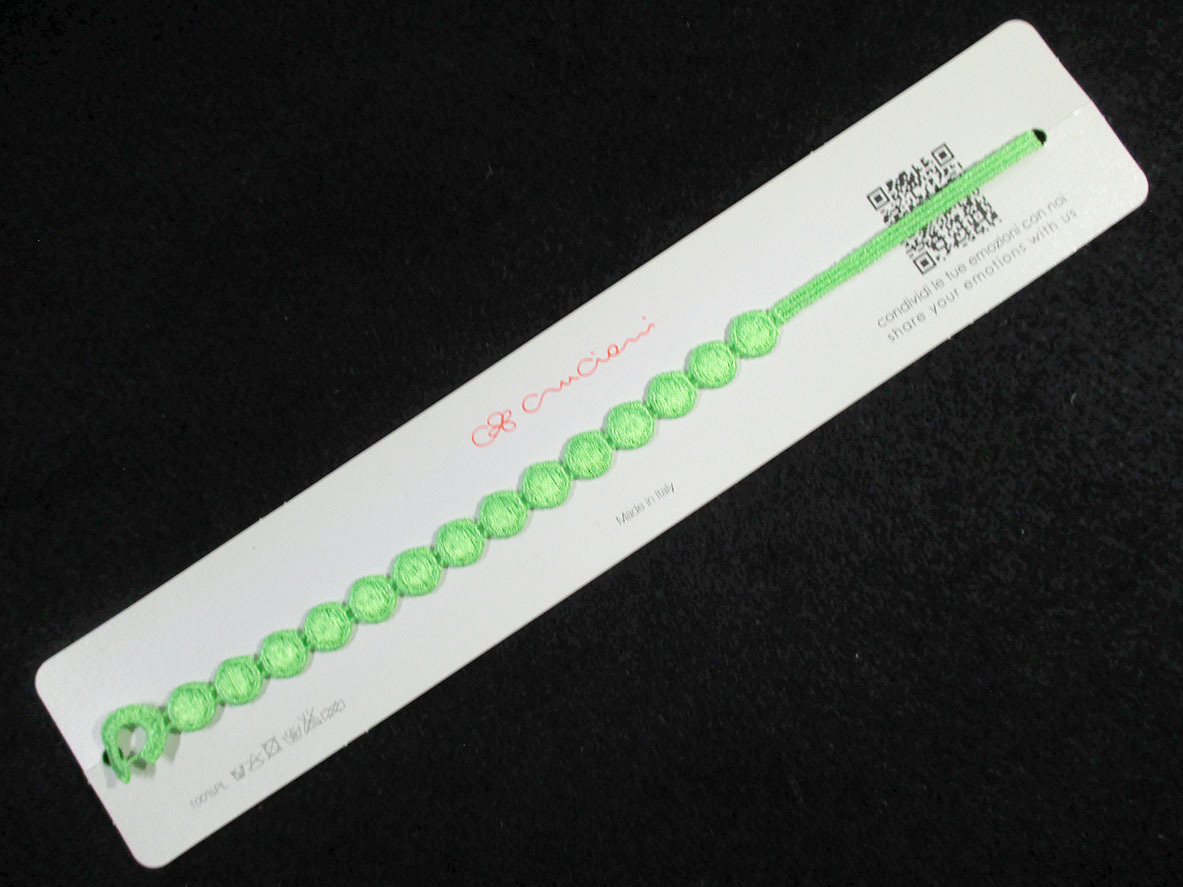 ★CRUCIANI イタリア 布製 火星 Lグリーン Fサイズ ブレスレット★S11814-2拍卖