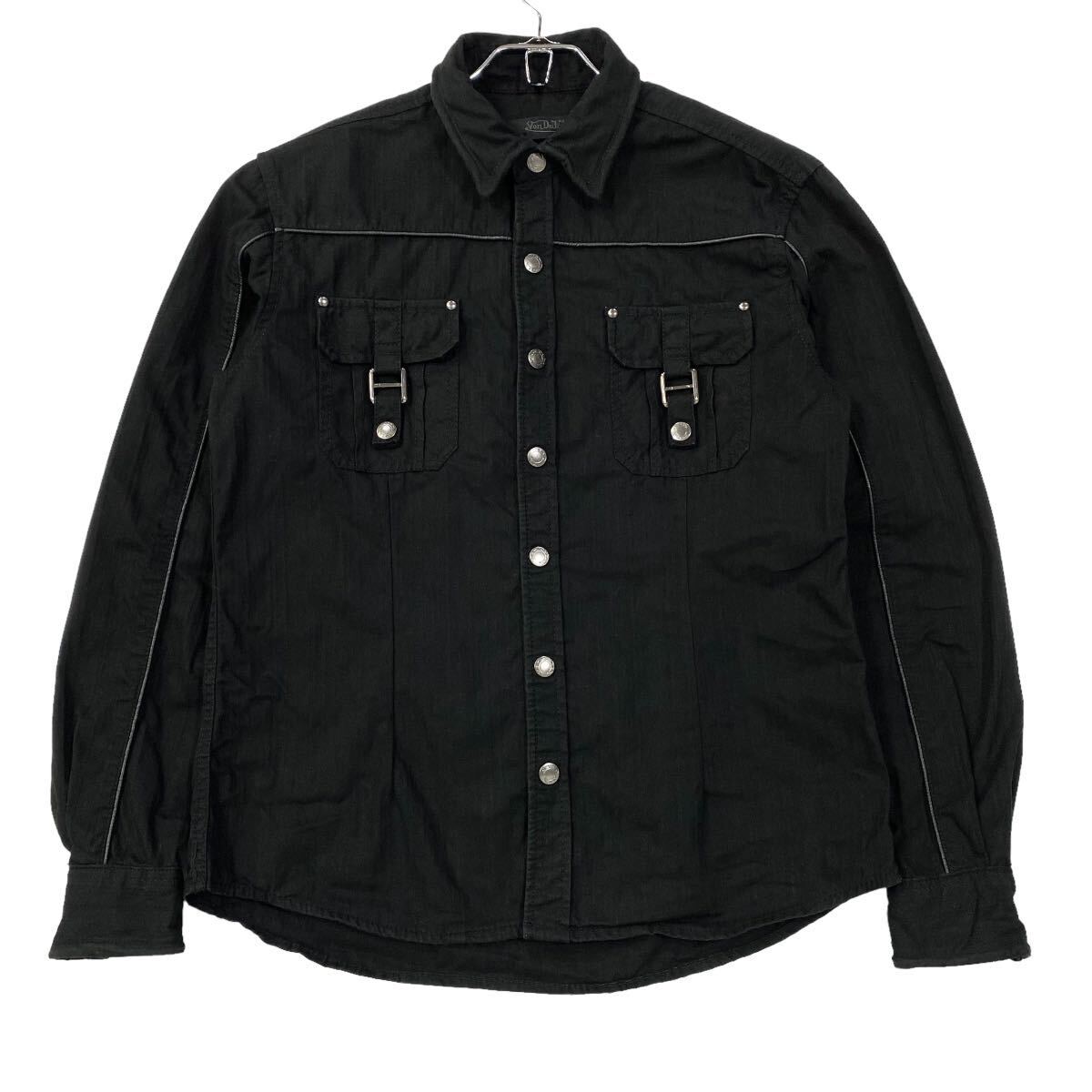 Von Dutch(ボンダッチ)長袖シャツ シャツジャケット スナップボタン メンズM ブラック拍卖