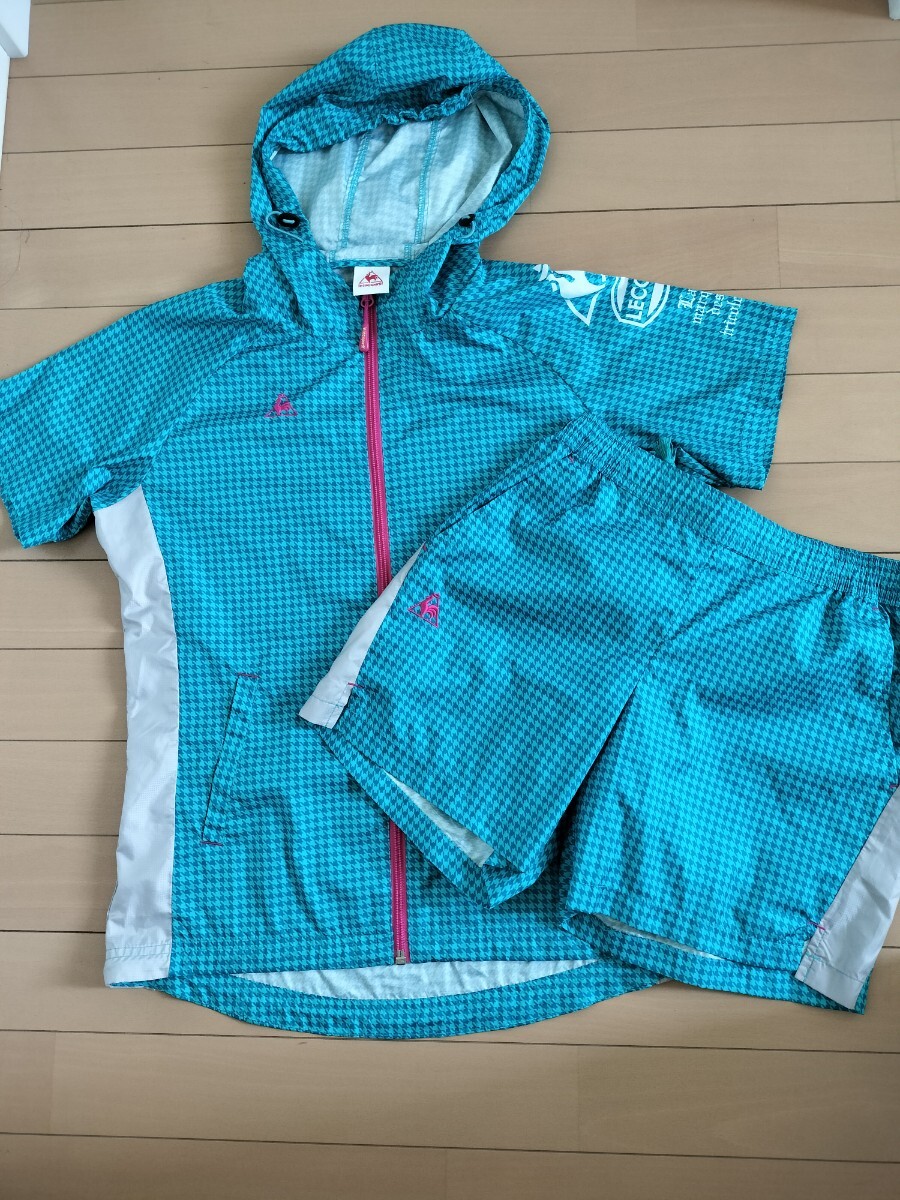 le coq sportif ルコック ポルティフ 上下 セットアップ 半袖 半ズボン レインウエア 千鳥柄 緑系 ピンク レディース拍卖