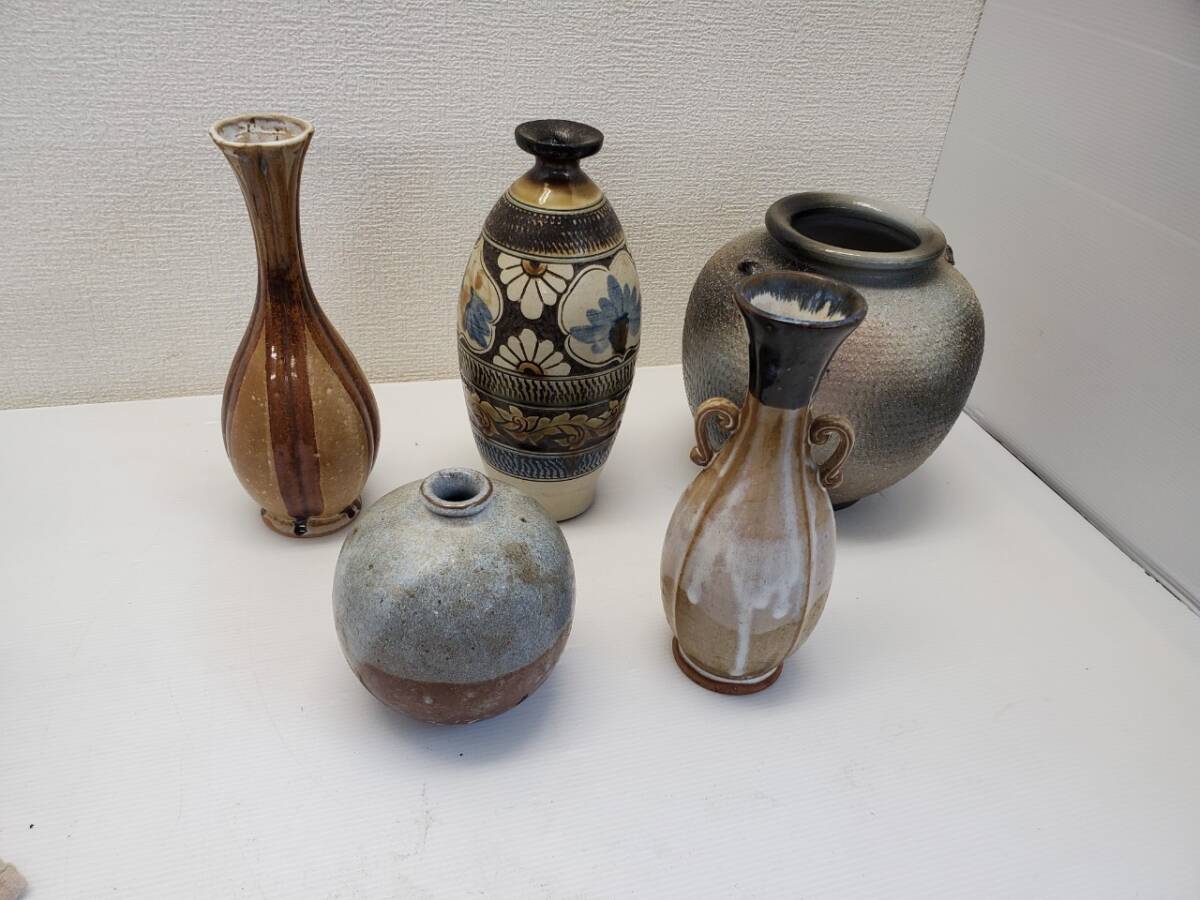 M2808-1 花瓶 一輪挿し/壺/花器 5個セット 口径110×H190㎜ ・口径50×H240㎜ ・口径45×H235㎜ ・口径55×H220㎜ ・口径30×H130㎜拍卖