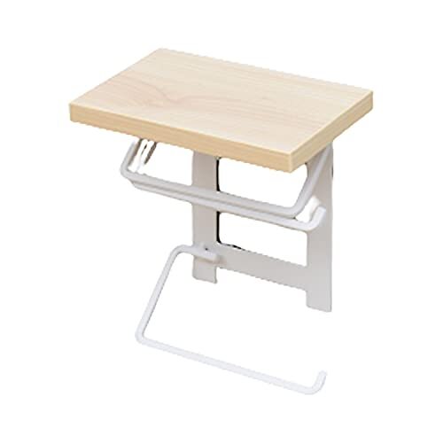 山善 トイレットペーパーホルダー 棚付き (スマホ置き/インテリア) ツイン 汚れに強い天板 かんたん 幅17.5×奥拍卖