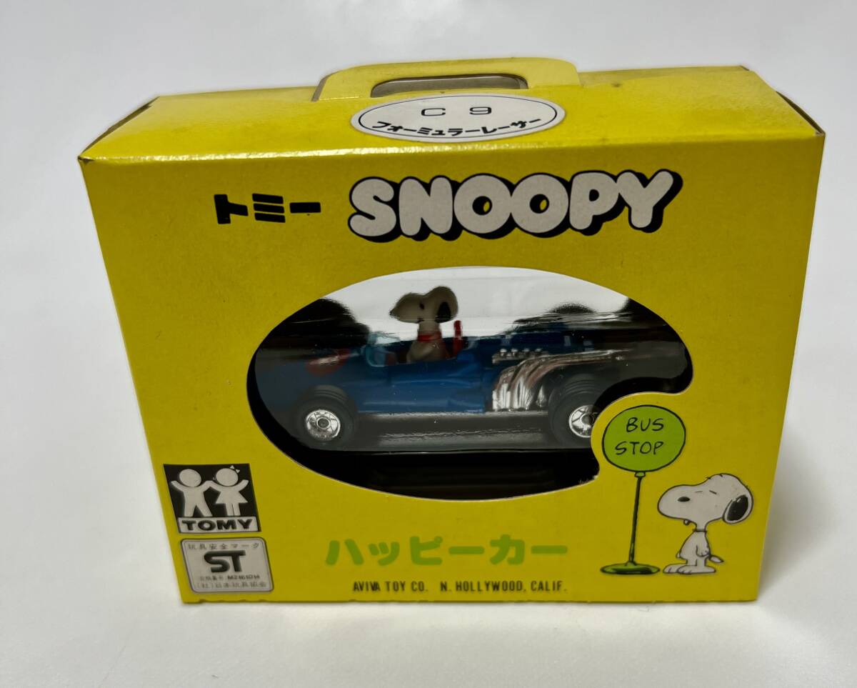 未使用品 TOMY AVIVA 日本製 SNOOPY スヌーピー ハッピーカー C9 フォーミュラーレーサー ブルー 青拍卖