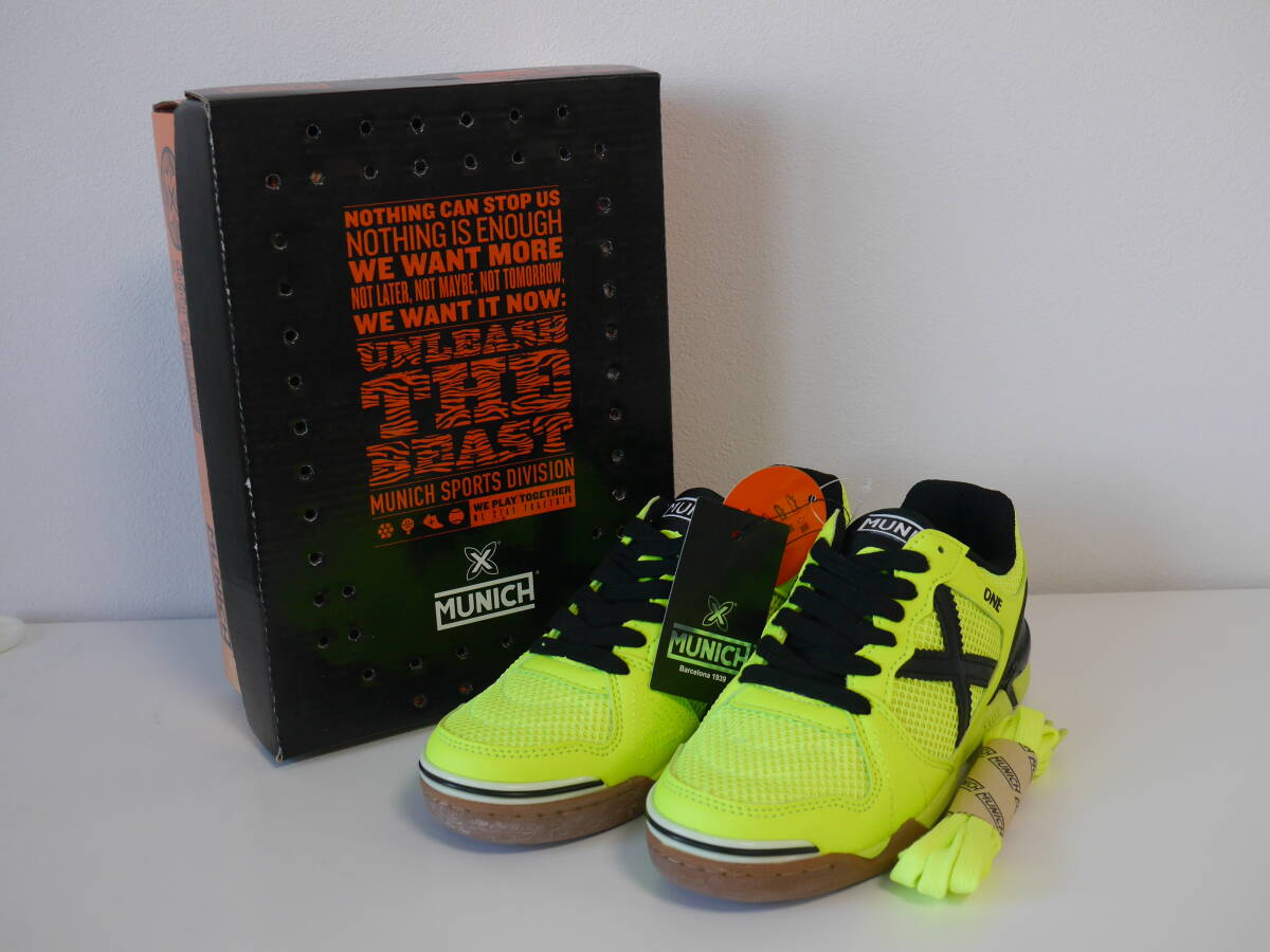 17 未着用品 MUNICH ムニック 1431025 ONE INDOOR 靴 イエロー 22.6㎝ スポーツシューズ トレーニング 室内用 体育館拍卖
