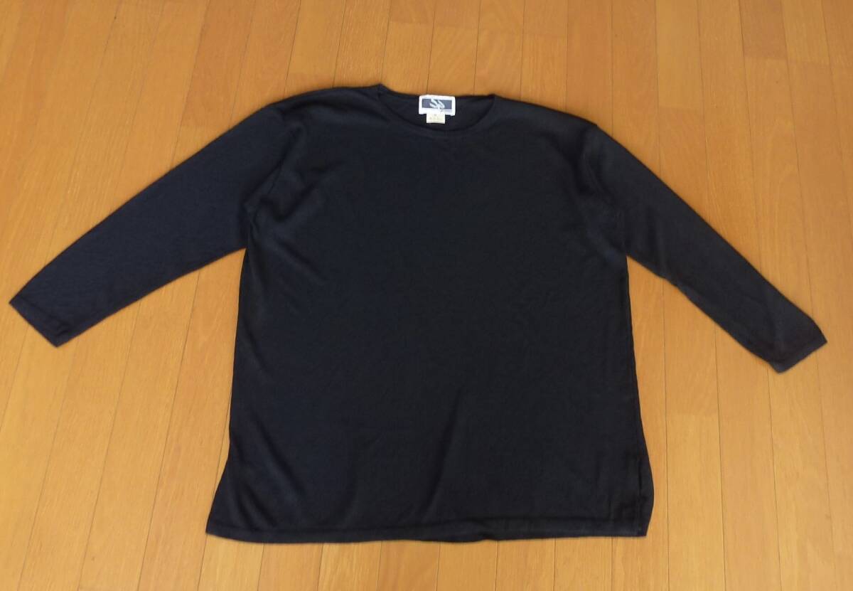 イタリア製 BP studio ちりめん プルオーバー カットソー 七分袖 黒拍卖