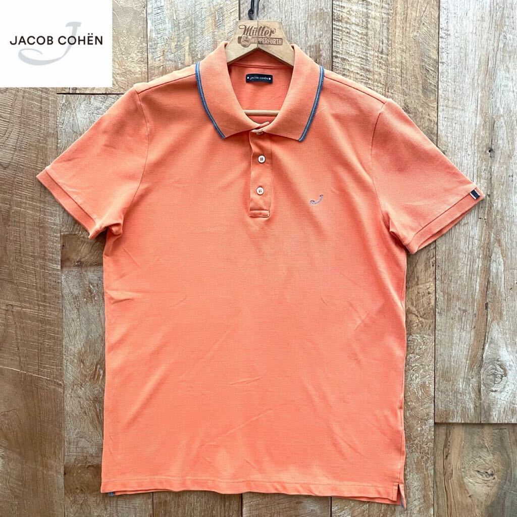 【美品】JACOB COHEN ヤコブコーエン J492 半袖 鹿の子 ポロシャツ L オレンジ ストラスブルゴ取扱拍卖