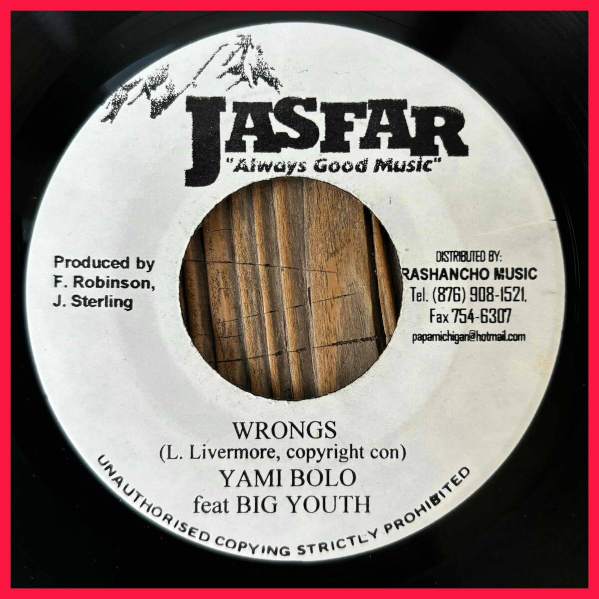 ★美盤!レア!人気のKiller Tune ”HOOLIGAN”のリメイクトラ!フローも!【Yami Bolo feat Big Youth - Wrongs】7inch Jasfar Records JA拍卖
