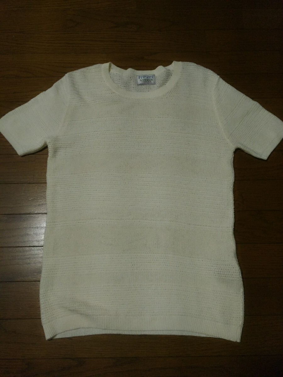 NICOLE CLUB FOR MEN ニコルクラブ フォーメン 春夏 クルーネック 半袖 ニット Tシャツ サマーニットカットソー Sz.46 メンズ 拍卖