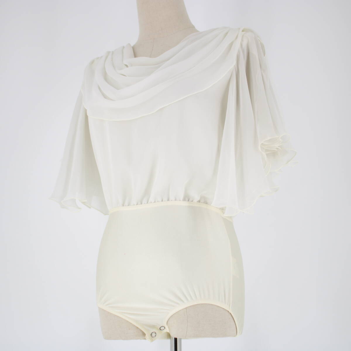 『送料無料』【社交ダンス衣装】ホワイト Chacott チャコット レオタード トップス レース フリル 取り外し 白 バレエ レッスン ウェア拍卖