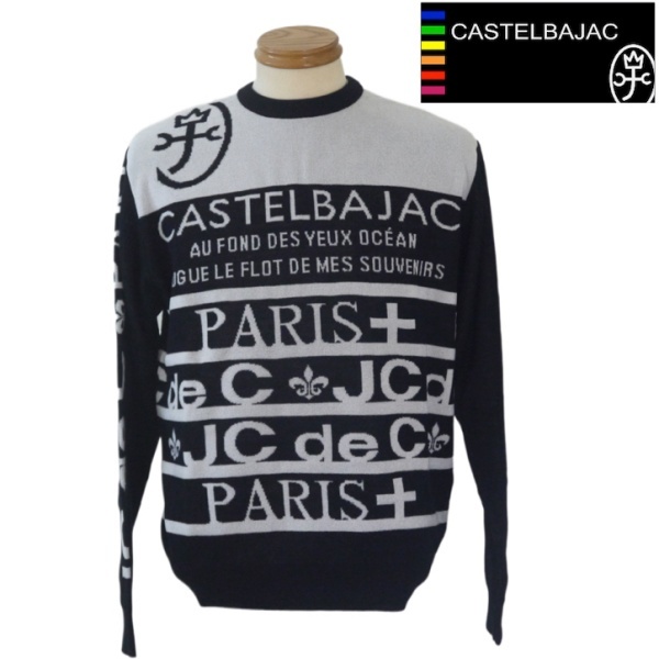 【秋冬SALE】カステルバジャック/CASTELBAJAC 秋冬物 切替ロゴセーター 50/LLサイズ 110-黒系拍卖