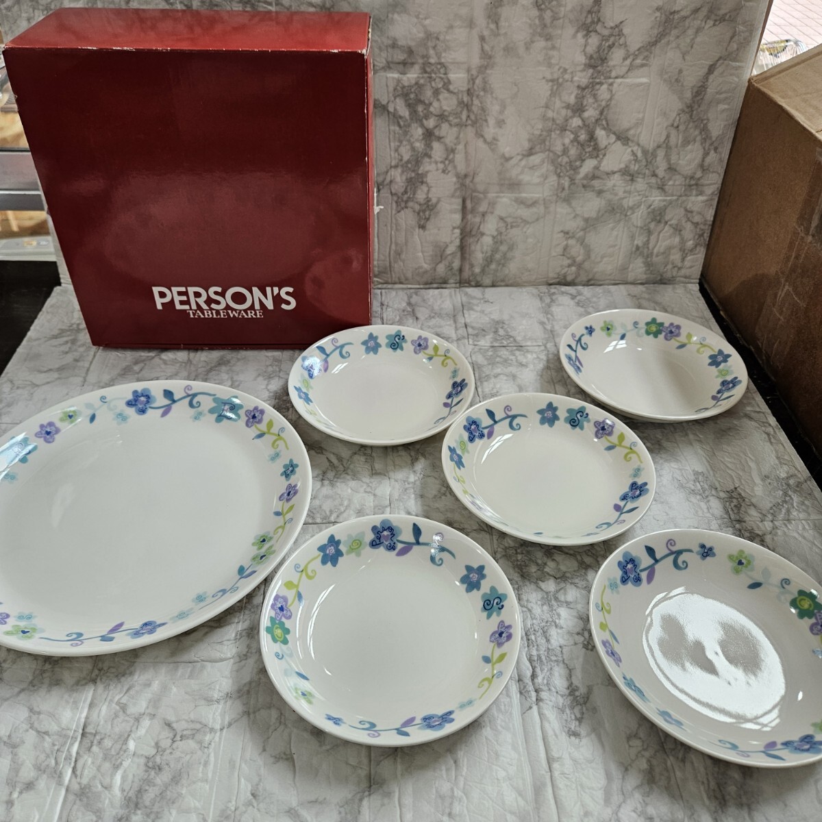 【未使用】PERSONZ 点心セット 花柄 6点 大皿 小皿 食器 プレート コレクション拍卖
