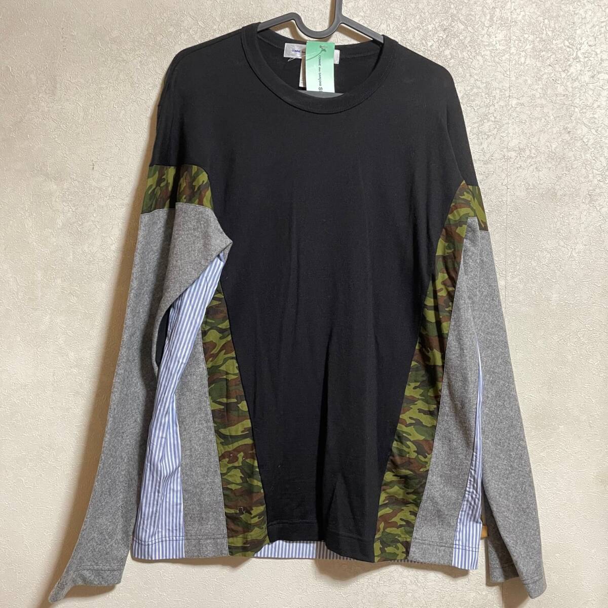 L新品■COMME des GARCONS SHIRT/コムデギャルソンシャツ/Multiple pattern sweater/セーター/ロンT/Tシャツ/パッチワーク/迷彩W23122拍卖