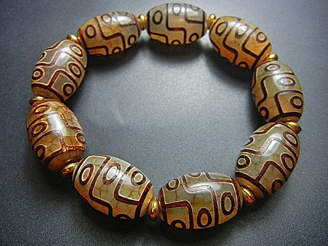 ★西蔵天珠数珠★JFV3112 九眼 天珠  数珠 14*22mm龍紋 超勧め拍卖