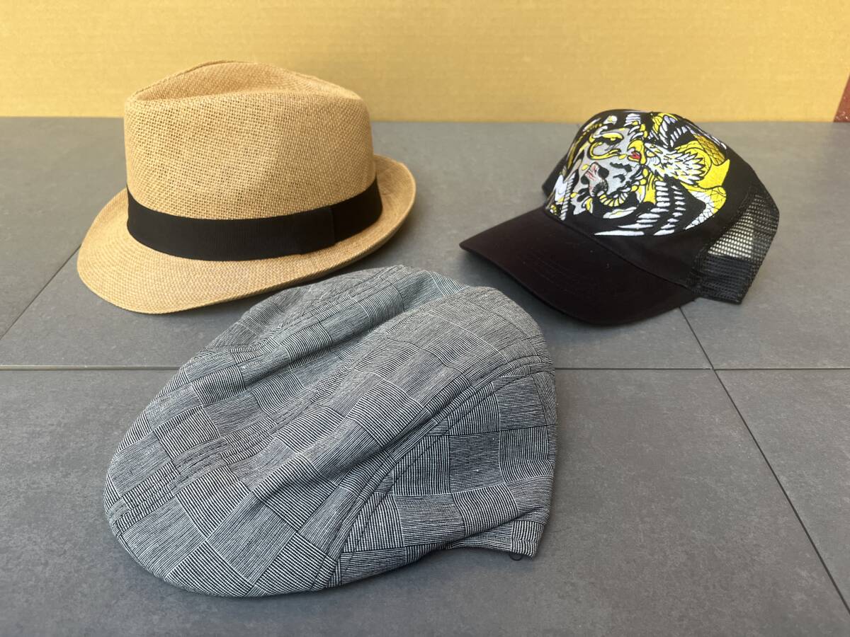 3点セット 帽子 中折れハット メンズ レディース 男女兼用 キャップ キャップ 帽子 麦わら帽 ハット ハンチング帽 ベージュ ブラック 012拍卖