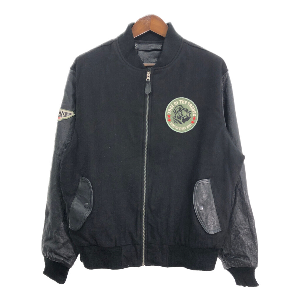 Titan Strong ウール レザー スタジアムジャケット ブラック (メンズ L) 中古 古着 R3968拍卖