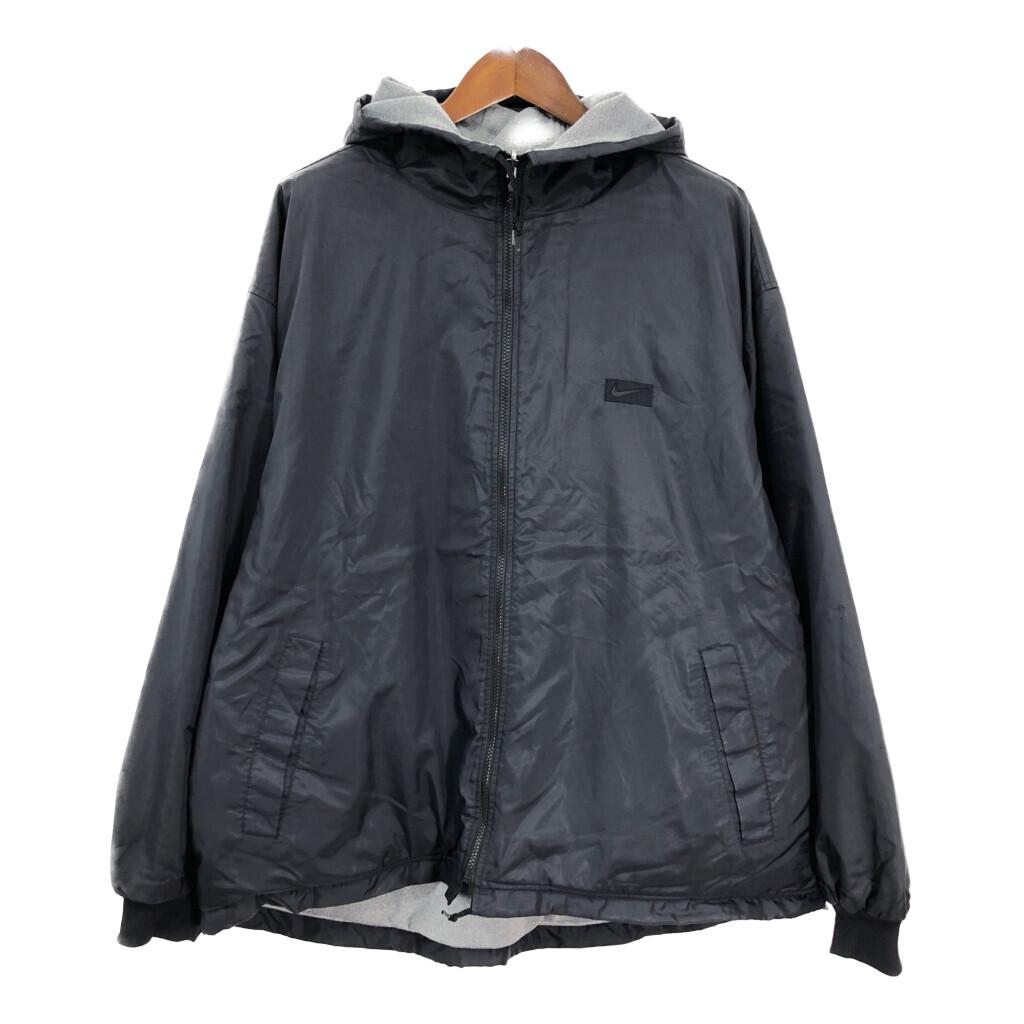 90年代 NIKE ナイキ リバーシブル パーカージャケット ワンポイントロゴ ブラック (メンズ XL) 中古 古着 R4456拍卖
