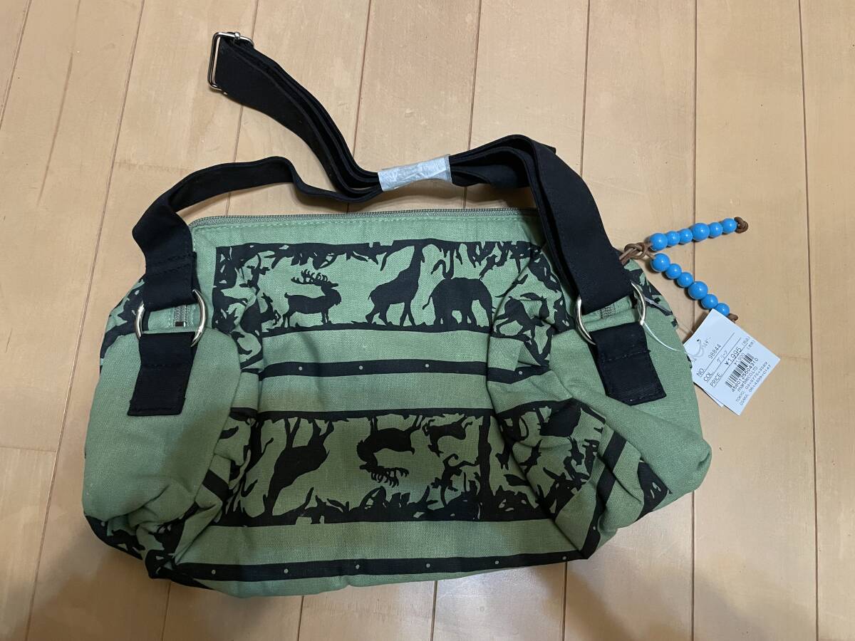布製ショルダーポシェット グリーン アニマル柄拍卖