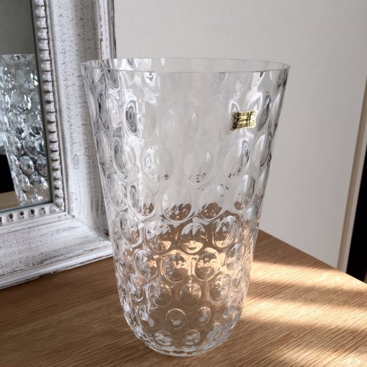 美品◆ラスカ ボヘミアガラス フラワーベース 花瓶 チェコ 箱付き拍卖