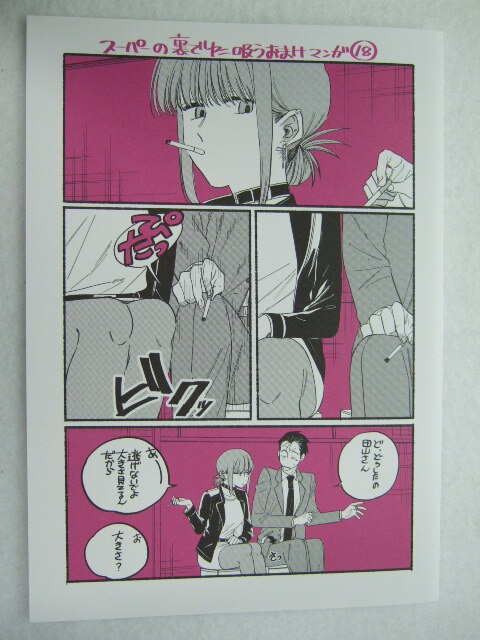 メロンブックス限定 スーパーの裏でヤニ吸うふたり 5巻 4P リーフレット 240727 特典 Melonbooks 非売 地主 ポストカード イラストペーパー拍卖