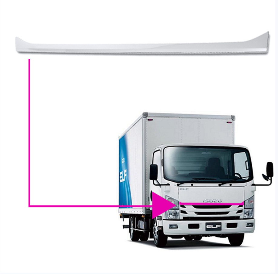 本州送料無料 いすゞ 07 エルフ ハイキャブ用 メッキ フロントラインプレート 平成19年1月~ 拍卖