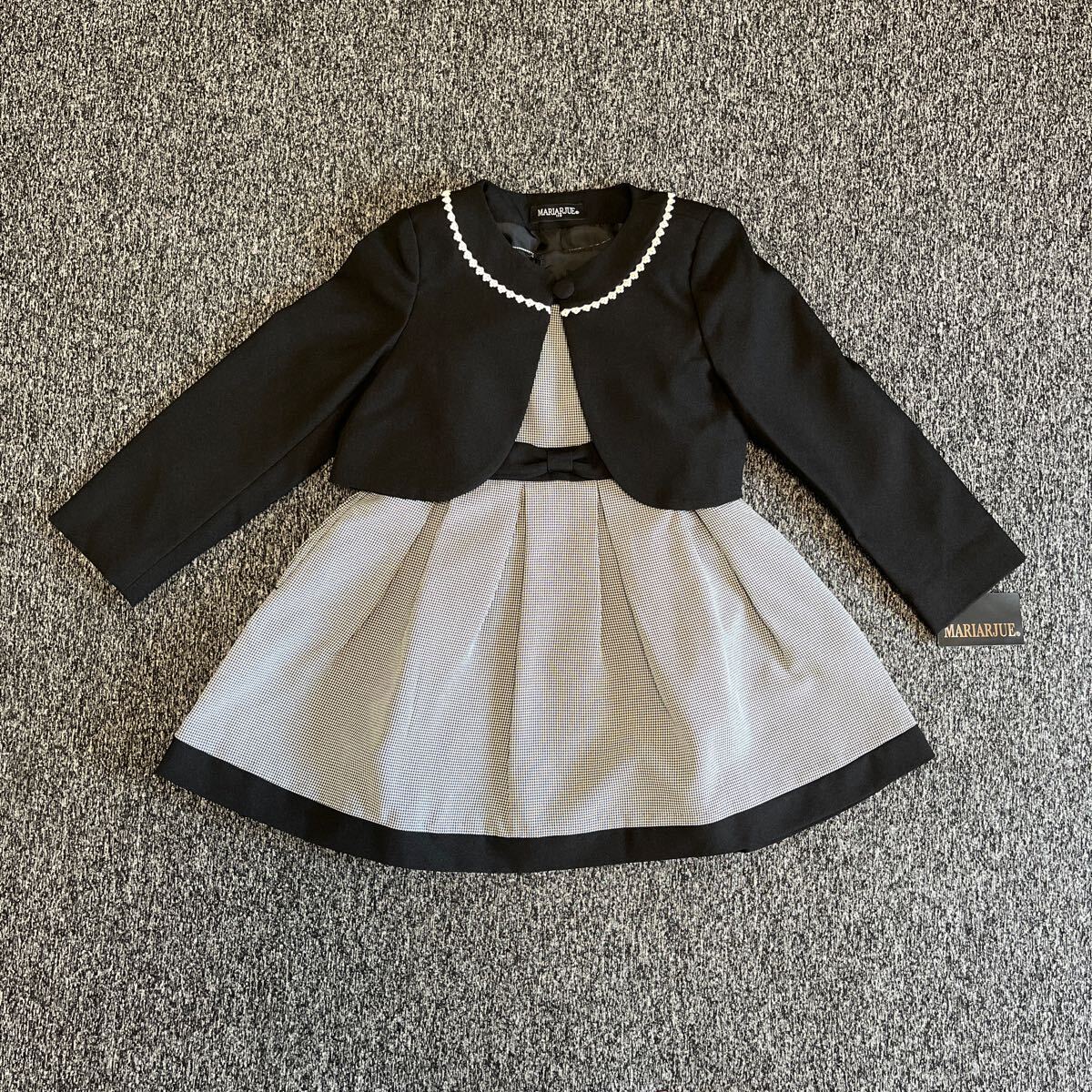 10-6新品キッズフォーマルスーツアンサンブルワンピース+黒ブラックボレロセレモニーセットアップオケージョン110発表会入園式入学式拍卖