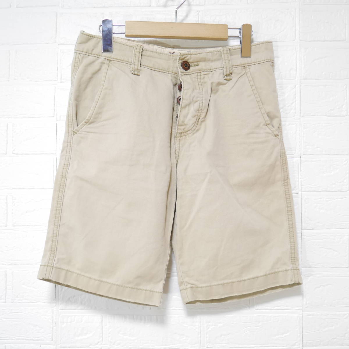 A636 ◇ HOLLISTER | ホリスター ハーフパンツ 青 ベージュ系 中古 サイズ28拍卖
