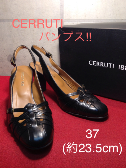 【売り切り!!送料無料!!】A-34 中古美品!!CERRUTI1881 パンプス ブラック 23.5cm 激安!!拍卖