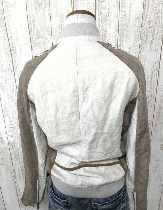 お勧め・【リネンジャケット】ZARA MAN DENIM COUTURE ザラマン フロントジップ ブルゾン 麻 ベージュ L拍卖