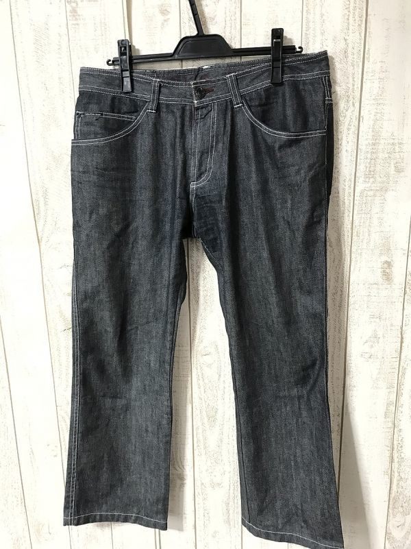 お勧め・【PUコーティングジーンズ】カルバンクライン CK 本革パッチ デニム W32 ヴィンテージ 拍卖