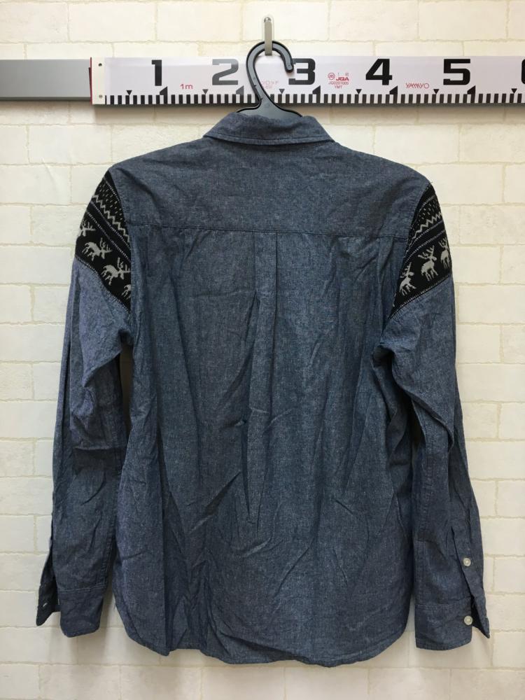 お勧め・nanouniverse ナノユニバース 長袖デニムシャツ Lサイズ ノルディック柄拍卖