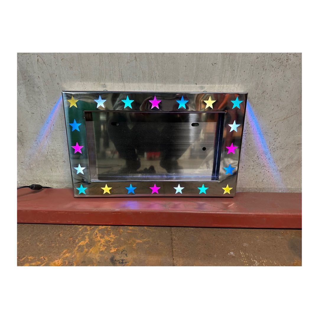 CON-2 大型 ナンバー枠 レインボー カラフル ステンレス デコトラ トラック ナンバーフレーム 鏡面ステンレス カスタム LED 鏡面 アート拍卖